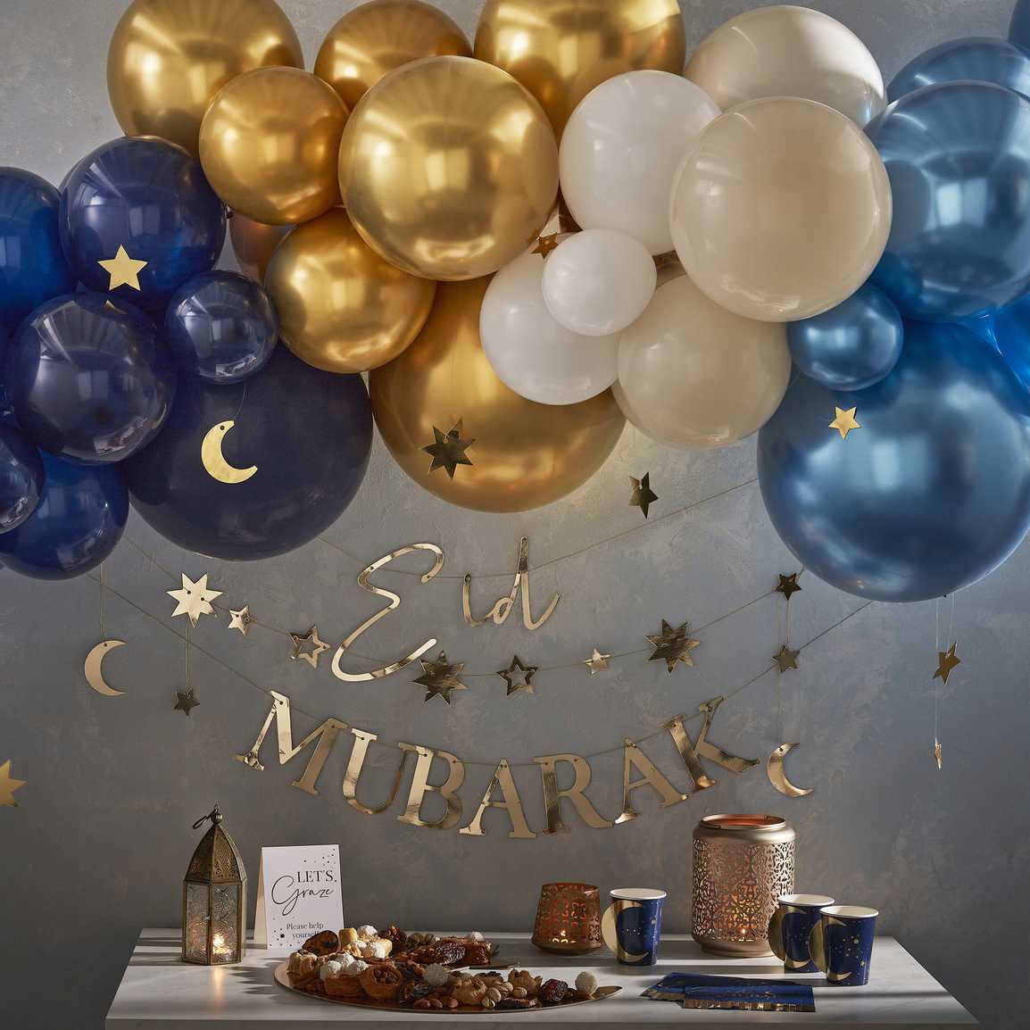 Navy & Gold Eid Mubarak Fringe Napkin - Image 3