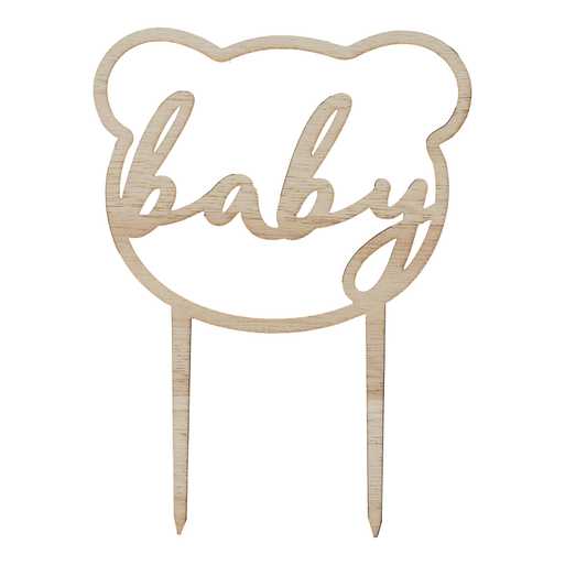 Wooden Teddy Bear Baby Shower Cake Topper - Image 2